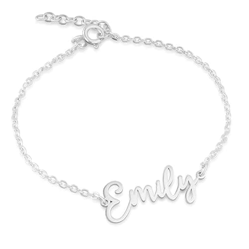 Image of Personalised 18K Gold Plated Name Bracelet - Solid 925 Sterling Silver - Custom Gift for Her - Handmade Charm Jewellery (925 Sterling Silver)