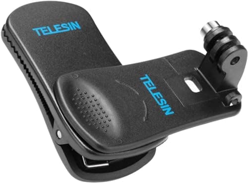 Image of TELESIN Backpack Shoulder Strap Clip Mount for GoPro Hero 8/7/6/5/Max/Mini, Insta360 X3, ONE X2, DJI OSMO Action, with 360° Rotational, Quick Release Clamp Body Cam Holder, Action Camera Accessories