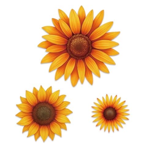 Image of GOMAKERER 3 Pcs Wooden Sunflower Wall Art, Farmhouse Flower Decorations Spring Yard Garden Sunflower Decor for Kitchen Bathroom Bedroom(3 Sizes)