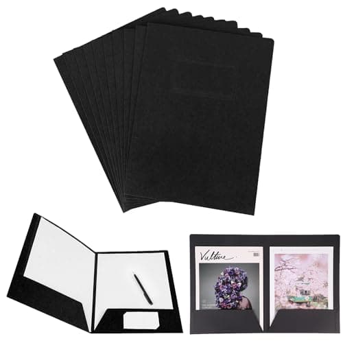 Image of 10Pcs A4 Kraft File Folders Foolscap Square Cut Folders Office Double Inserts Presentation Document Folder Reports Project Folders Portfolio Paperwork Organiser with Cards Slot for Office School