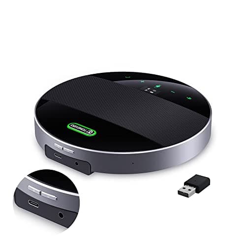 Image of TONGVEO Conference Speaker and Microphone USB/Bluetooth Wireless Speakerphone, 360º Loud and Clear Voice Pickup, 24H Talk Time for 10-20 People Meeting Room Video Call Home Office