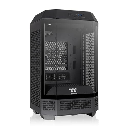 Image of Thermaltake Tower 250 Mini ITX Computer Case, 2 x 120mm CT Fans, Radiator Mount 360mm, Graphics Processor Clearance 360mm, Dual Chamber, CA-1Z9-00S1WN-00, Black
