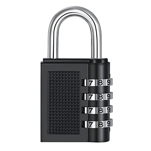 Image of ZHEGE Combination Padlock for Gym Locker, 4 Digit Locker Padlocks, Outdoor Combination Lock Weatherproof for Fence, Gate Sheds, Number Lock for School Locker, Cabinet, Toolbox (1 Pack, Black)