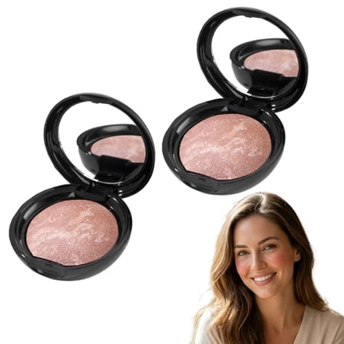 Image of Baked Bronzer & Blush Palette – Illuminating Baked Foundation – Marbleized Sculpting Powder for Face, Buildable Light to Medium Coverage, Demi-Matte Natural Finish for All Skin Tones (MEDUIM)