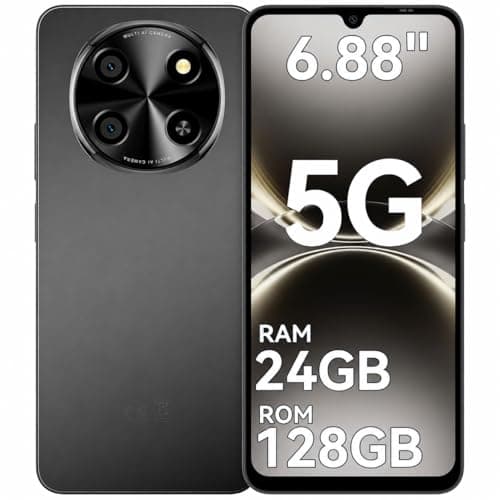 Image of 2026 New Mobile Phones 5G, Android 15 Phone, NFC, 120Hz, 24GB+128GB/2TB TF Octa Core, 6.88''HD Android Phones, 5000mAh Dual SIM Unlocked, 5G Smartphone, Rear 16MP + 8MP, Fingerprint / FaceID, Black