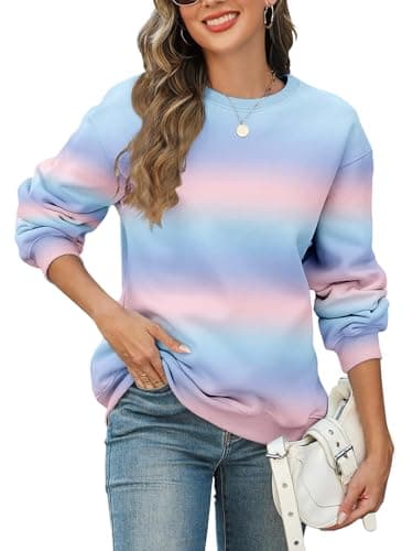Image of Womens Oversized Gradient Sweatshirts Crewneck Long Sleeve Tops Pullover Fall Fashion Clothes