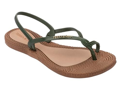 Image of TERRA & ÁGUA Vegan Brazilian Women's Sandal (CROCO/CARAMELL, UK Footwear Size System, Adult, Women, Numeric, Narrow, 5)
