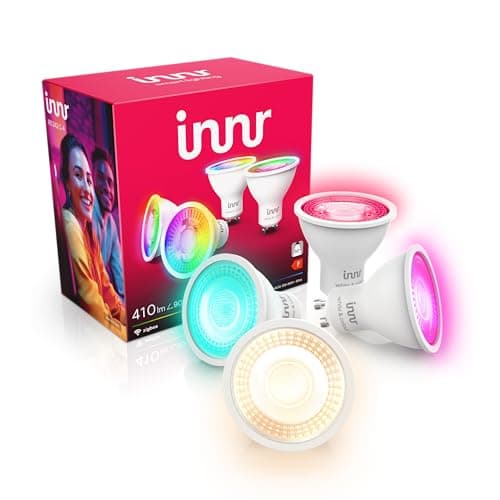 Image of Innr Zigbee GU10 Smart Bulb, Works with Hue* and Alexa (Bridge Required), White & Colour, 16 Million Colours, GU10 LED Spot, dimmable, 410 Lumen, 4-Pack