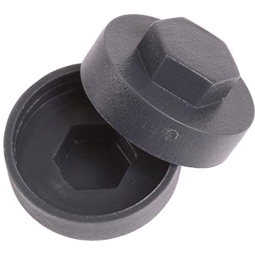 Image of 50x Dark Grey/Anthracite Hex TEK Roofing Cover Caps for 16mm Washer/Coverage & 8mm Recess