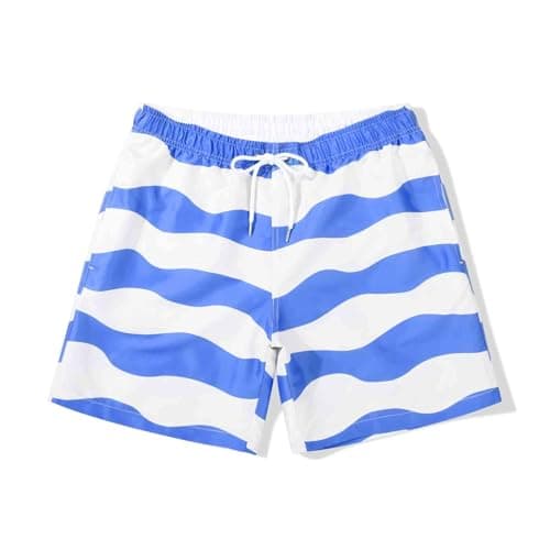 Image of SUNDAY ROSE 3 Pack Mens Swim Trunks with Mesh Lining Quick Dry Swim Shorts Bathing Suit for Men, Blue Wave, L