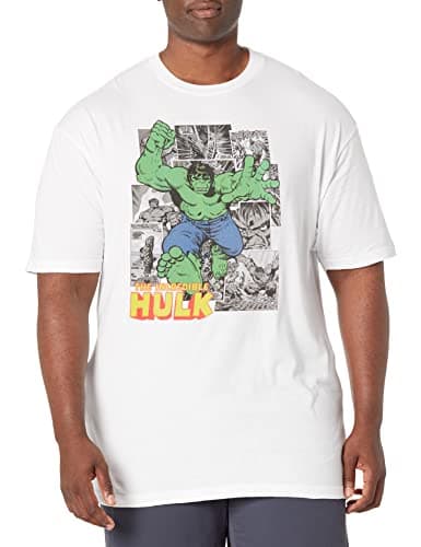 Image of Marvel Men's Comic Hulk T-Shirt, White, 3XL