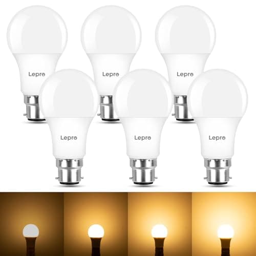 Image of Lepro Dimmable Bayonet Light Bulb, 60W Equivalent, Warm White 2700K, 7W 800 Lumen Light Bulbs Bayonet, BC A60 GLS Energy Saving B22 LED Bulb, Pack of 6
