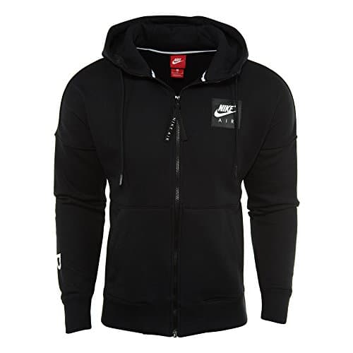 Image of Nike M NSW Air FZ Flc, Men's Hooded Sweatshirt, Men's, M Nsw Air Fz Flc, Nero/Nero/Nero/Bianco, Medium
