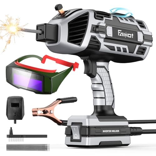 Image of Faiuot Portable Electric Welding Machine, 220V with Auto Darkening Goggles: IGBT Inverter ARC Handheld Welder, 5 Variable Adjustment, for 3/32"-1/8"(2.5-3.2mm) Rods for Repair, Welding Projects