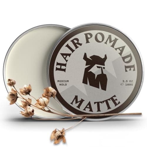 Image of Striking Viking Hair Pomade - Matte Finish (100 g) - Linen Scent - Medium Hold - Water-Based Matte Pomade Styling Hair Cream for Men