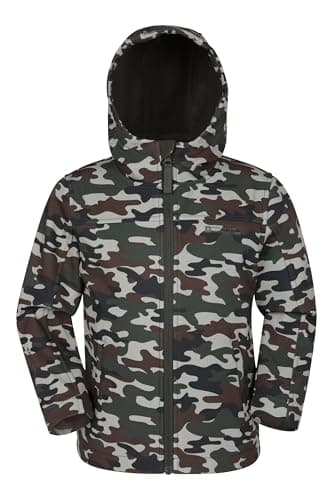 Image of Mountain Warehouse Exodus Kids Softshell Jacket - Breathable, Water Resistant, Fleece Lined, Wind Resistant Coat, Boys & Girls - For Spring Summer & Outdoors Tan (05) Kids Size 11-12 Years