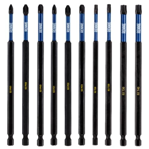 Image of 10 Pack x 150mm Long PH1 PH2 PH3 PZ1 PZ2 PZ3 T20 T25 T30 T40 Impact Screwdriver Driver Bits Set. Heavy Duty Magnetic Screwdriver Bit Set.