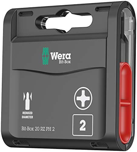 Image of Wera Bit-Box 20 RZ PH2 Reduced shaft drywall bits, Phillips 2x25mm, 20pc pack, 05057753001 , Black