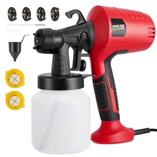 Image of Paint Sprayer, 500W Electric Spray Gun with 800ML Container 4 Nozzles and 3 Patterns, Paint Sprayer for Walls and Ceilings, Home Interior and Exterior, Fence