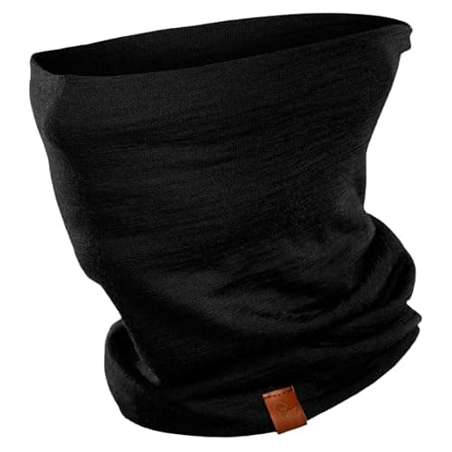Image of menique Neck Gaiter - Double Layer 100% Merino Wool Ski Snoods for Men & Women, Thermal Neck Warmer, Windproof Neck Scarf Tube, Face Covering Mask for Motorbike Skiing Running Cycling (Black)