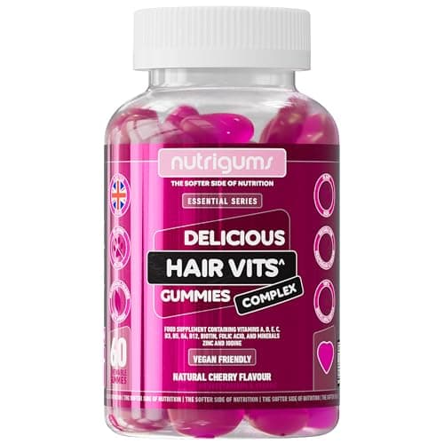 Image of Hair Vitamin Biotin Complex Gummy | 12 Essential Vitamins containing Biotin, Vitamin C, Folic Acid and Zinc | Cherry Flavour | 60 Vegan Gummies | Maintain Healthy Hair Growth by NUTRIGUMS®