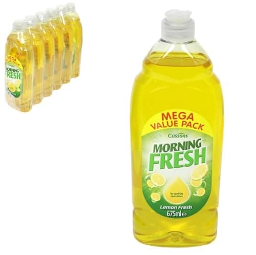 Image of Morning Fresh Lemon Washing Up Liquid, 675ml, 6 Pack, Powerful Grease Cutting with Sparklex