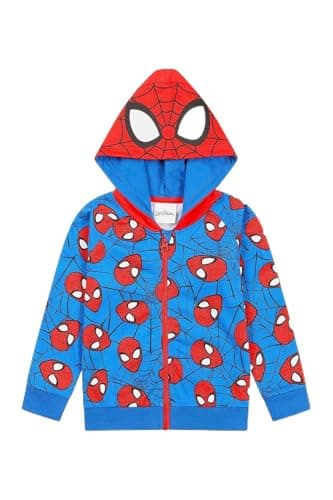 Image of Marvel Spiderman Zipped Hoodie Boys Girls Cotton Kids Zip Hoody (2-3 Years) Blue