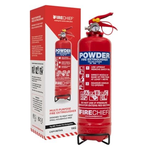 Image of Firechief Core ABC Powder Fire Extinguisher 1kg - Small Fire Extinguisher Quick and Easy to Use - Multipurpose Use - Kitemark Certified to BS EN 3 - CXP1 Model