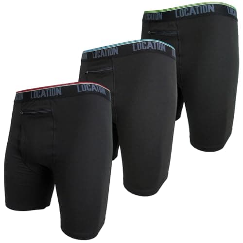 Image of Mens Location Boxers 3 Pack Sports Longer Leg Trunks Boxer Shorts Adults Stash Pocket Underwear (Challenger 3, 3XL)