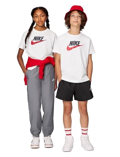 Image of NIKE Boy's K NSW TEE Futura HBR T-Shirt, White, 12-13 Years