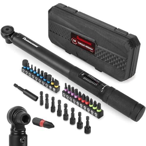 Image of FOURROBBER 1/4 Inch Drive Click Torque Wrench Set 2-20Nm Bicycle Maintenance Kit for Road & Mountain Bikes - Includes Allen & Torx Sockets, Extension Bar