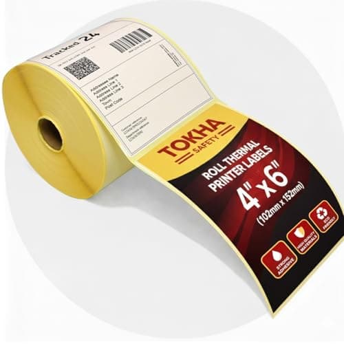 Image of White Direct Thermal Printer Labels (4x6 inch / 102x152mm) - for Printing Courier & Shipping Labels - Compatible with All Thermal Printers (5000, Roll of 4x6)