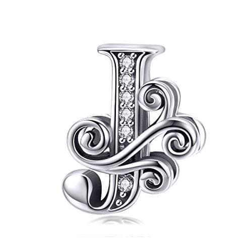 Image of Letter Charms for Pandora Bracelets 925 Sterling Silver Charms J Initial Bead Jewelry Gifts for Women Girls