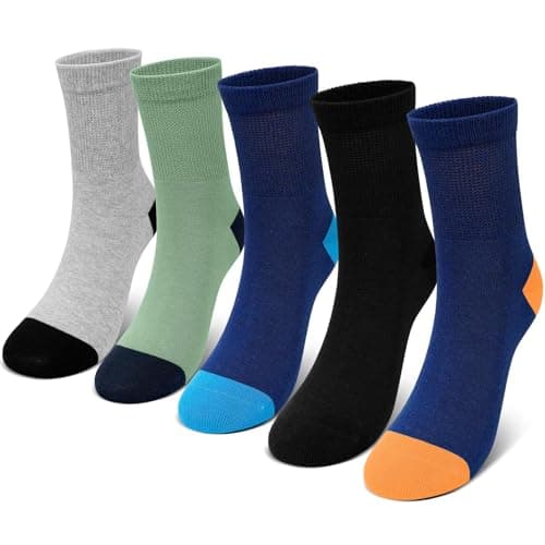 Image of PUTUO Boys Girls Cotton Socks: Soft Wide Cuff – Seamless & Breathable – Kids Ankle School Socks for Children Aged 8-11 Years Everyday Mixed 5 Pairs