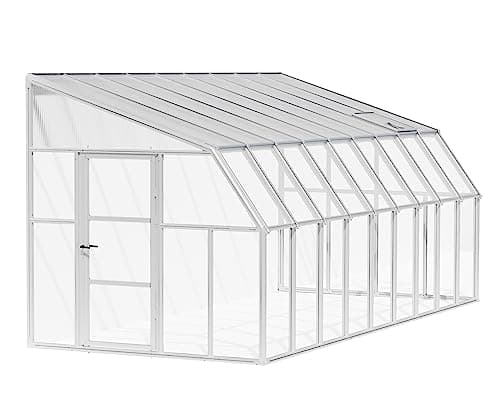 Image of Canopia by Palram Greenhouse Sunroom 8 x 18 cm Sun Protection Porch Cold Winter Garden 257 x 570 cm White Polycarbonate Panels and Aluminium