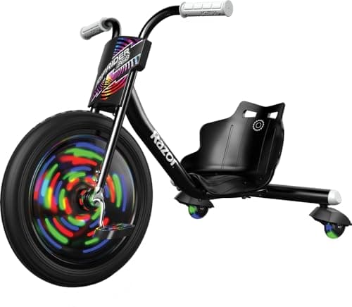 Image of Razor RipRider 360 Lightshow – Trike with Rear Casters and with Motion-Activated Multi-Color Lights, 3 Wheeled Drifting Ride-On for Kids Ages 5 and Up
