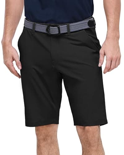 Image of Outdoor Ventures Men's Golf Shorts Dry Fit, 11" Lightweight Quick Dry Golf Stretch Bermuda Shorts Performance Casual Shorts with Pockets for Golf Travelling and Working Black 36
