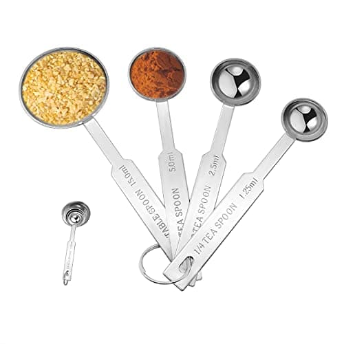 Image of Stainless Steel Measuring Spoons Sets,4 Pieces Metal Measure Spoon for Baking, Measuring Tools, Cooking, Cups (Four - 4 Pcs)