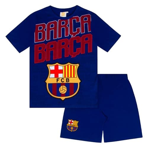 Image of FC Barcelona Official Football Boys Short Pyjamas Reflex Blue - Age 8-9 Years