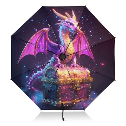 Image of ALAZA Dragon Funny Stylish Folding Umbrella Inverted Umbrella Automatic Open Close Compact Umbrella Portable Large for Rain Sun UV Protection Windproof