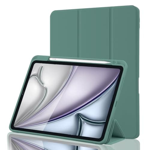Image of Case for iPad Air 11 Inch M4 2026 8th Gen/M3 2025/M2 2024, iPad Air 5th/4th Gen 10.9 Inch 2022/2020 Slim Stand Cover with Pencil Holder, Supports Apple Pencil Charging, Auto Wake/Sleep - Pine Green