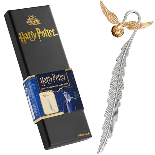 Image of Harry Potter Metal Bookmark Gift Box with Hanging Charm Gift for Women Kids School Uni Reading Teacher Gifts (Golden Snitch)