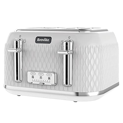 Image of Breville Curve Kettle & Toaster Set with 4 Slice Toaster & Electric Kettle | 3 KW Fast Boil | White & Chrome
