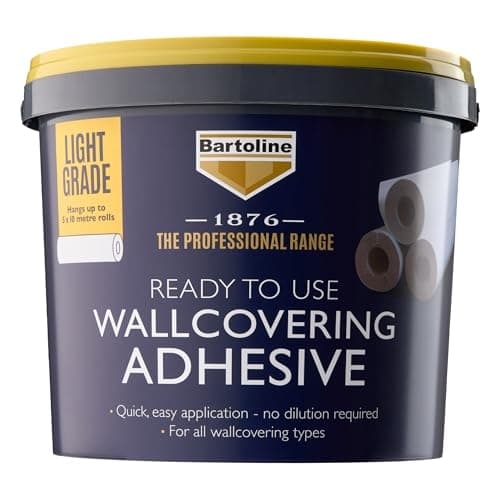 Image of Bartoline 1876 Light Wallpaper Adhesive 5kg – Ready Mixed Paste for All Wallcoverings Strong Grab, Easy Spread, Excellent Slip and High Coverage