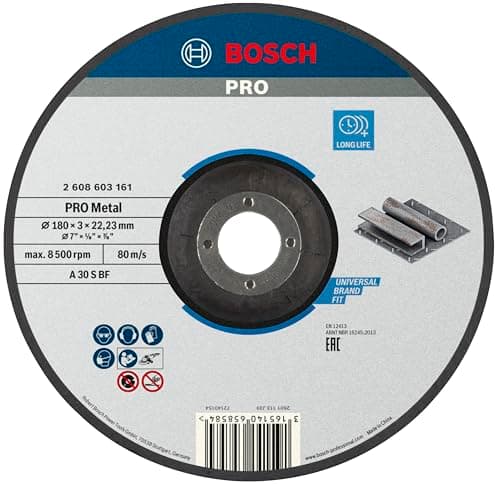 Image of Bosch 1x PRO Metal Longlife Cutting Disc for Large Angle Grinder and Bore 22.23 mm (for Steel, Ø 180 mm, Professional Accessory Large Angle Grinder)