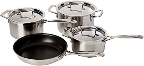 Image of Le Creuset 3-Ply Stainless Steel Cookware Set, Silver, 4 Pieces, 96209100001000