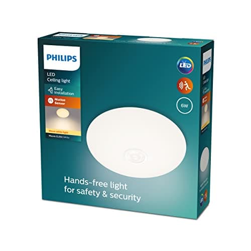 Image of Philips LED Mauve Ceiling Light with Motion Sensor 6W 2700K [Warm White - White] For Home Indoor Lighting, Livingroom, Bedroom and Dining