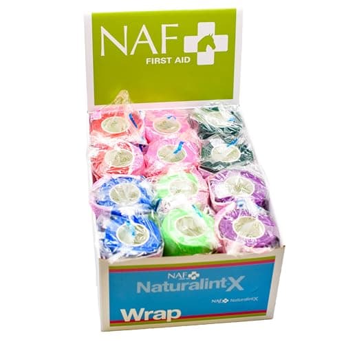 Image of NAF NaturalintX Wraps – Box of 12 Cohesive Bandages for Horses – Flexible, Self-Adhesive & Breathable – Secure Wound Dressings, Support Strains & Hoof Poultices