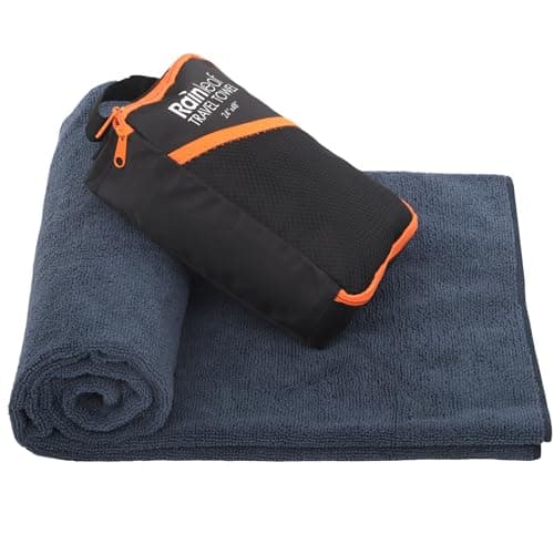 Image of Rainleaf Microfiber Travel Towel Quick Dry Swimming Towel Ultra-Compact,Super Absorbent,Washcloths for Bathroom, Shower,Camping,Backpacking-Navy 12"x40"