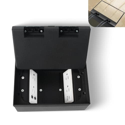 Image of KYHSHJ Recessed Flat Hidden Socket Kit with 4 * 15A Receptacle，2.4A 1 USB-A Ports &1 USB-C Port+2-Port RJ45 Datacom Receptacle. Corrosive Resistant Hardware,Black